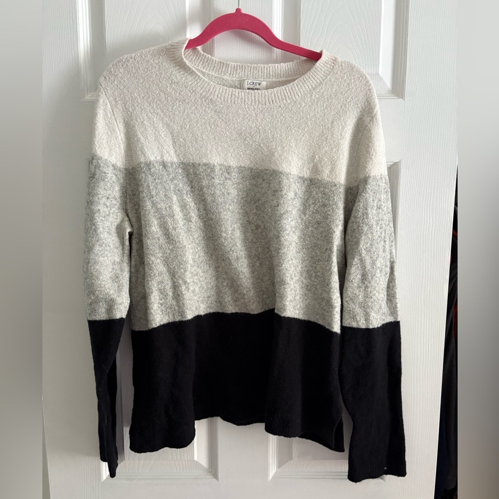 J.Crew Extra-Soft Colorblock Sweater XL Cozy Knit Pullover